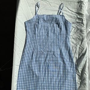 Blue gingham spaghetti strap dress size Medium